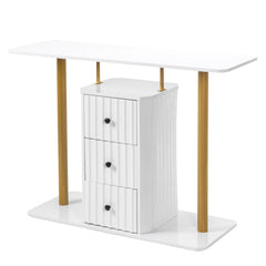 HAOYYE Modern Console Table with 3 Drawers, Faux Marble Veneer Entryway Table, Metal Frame Narrow Sofa Accent Table, Sofa Side Table for Living Room Bedroom, White & Golden soft cozy warm flannel