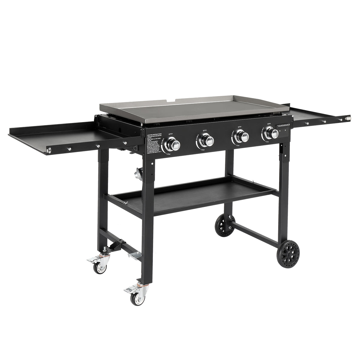 HAOYYE Foldable 4 Burner Flat Top Gas Griddle Cooking Station Propane Fueled Outdoor Griddle Grill with Side Shelves for Patio Backyard BBQ Camping Picnic Tailgate Cookout