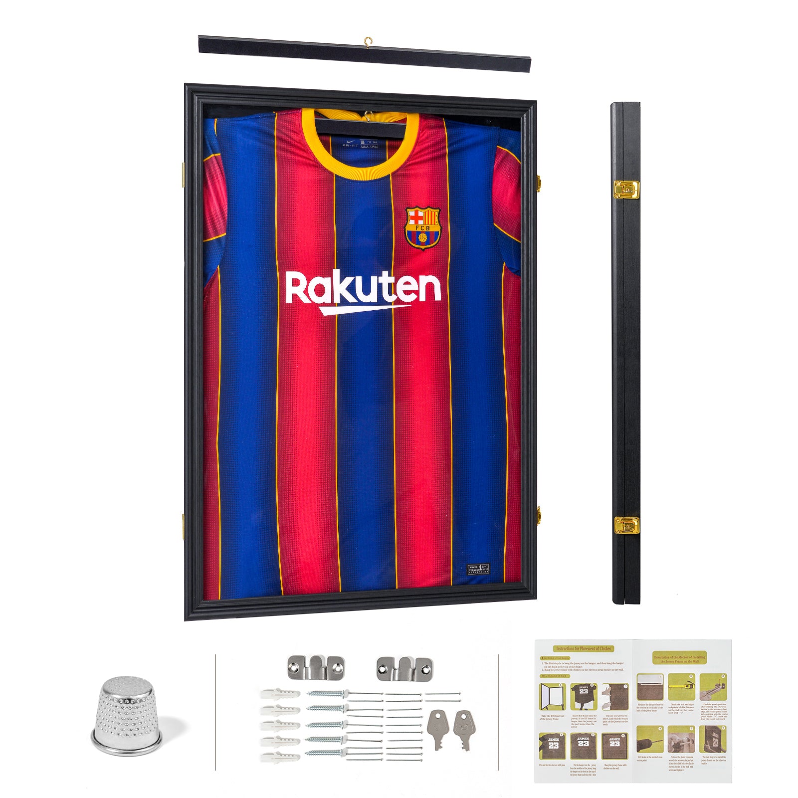 HAOYYE Shirt Display Frame with UV Resistant Acrylic and Hanger Wall Mounted for Baseball Basketball Football Hockey Shirts Black Sturdy Design Durable Multifunctional Modern Home Organizer Storage Solution