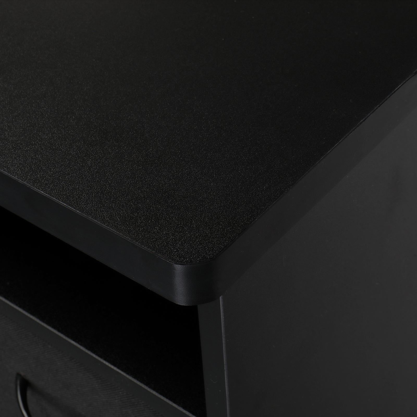 HAOYYE Manicure Table with Built-in Fan Double Cabinet Design 3 Drawers and 1 Door Nail Desk Black MDF Professional Nail Station for Salon Spa Beauty Studio Easy to Clean and Space-Saving