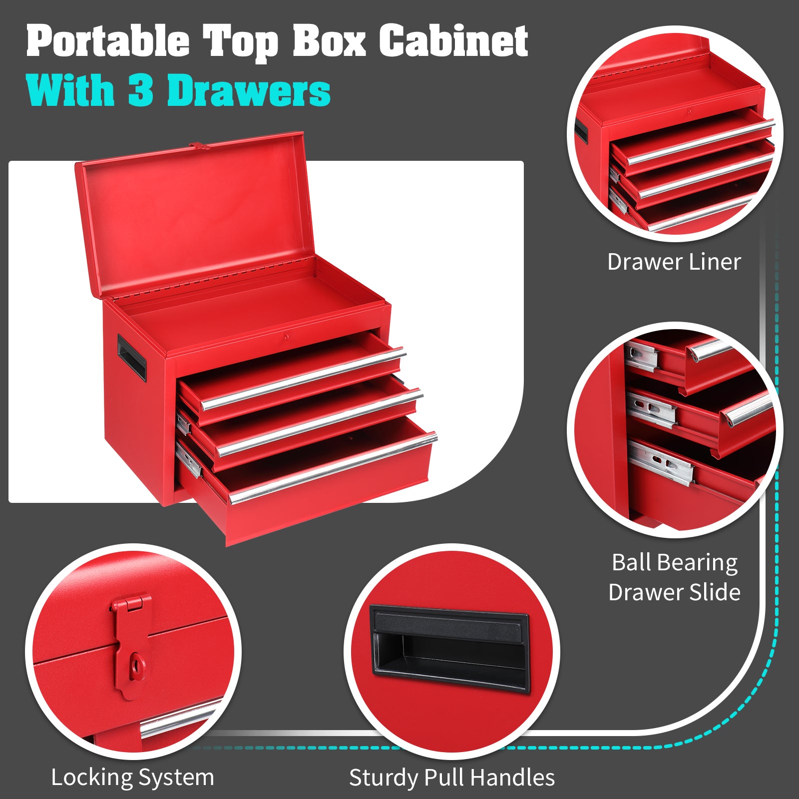 HAOYYE Red Repair Tool Cart Heavy Duty Rolling Utility Storage with Multiple Drawers and Lockable Wheels Portable Workshop Organizer for Mechanics Garage Construction Use
