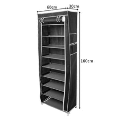 HAOYYE Room-Saving 10-Layer Shoe Rack, 9 Lattices Non-Woven Fabric, Black Soft Cozy Warm Flannel Fleece, Luxury Home Decor, Premium Quality, Space-Saving, Decorative & Comfortable Storage Solution for Shoes, Boots, Sneakers