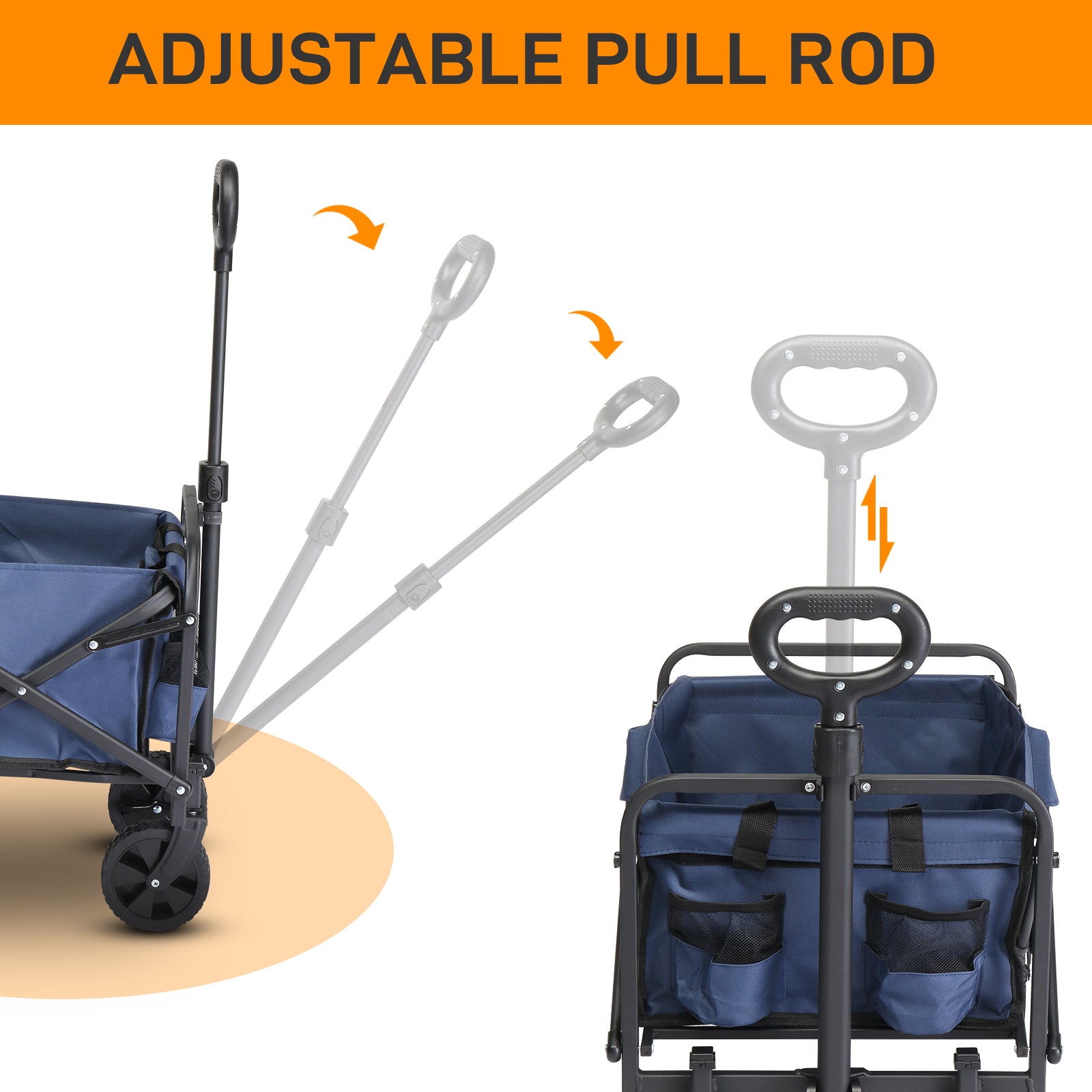 HAOYYE Heavy Duty Folding Utility Cart with Steel Frame and Oxford Fabric, 220lbs Load Capacity, Space-Saving Garden Wagon Trolley with Handle for Outdoor, Patio, Lawn