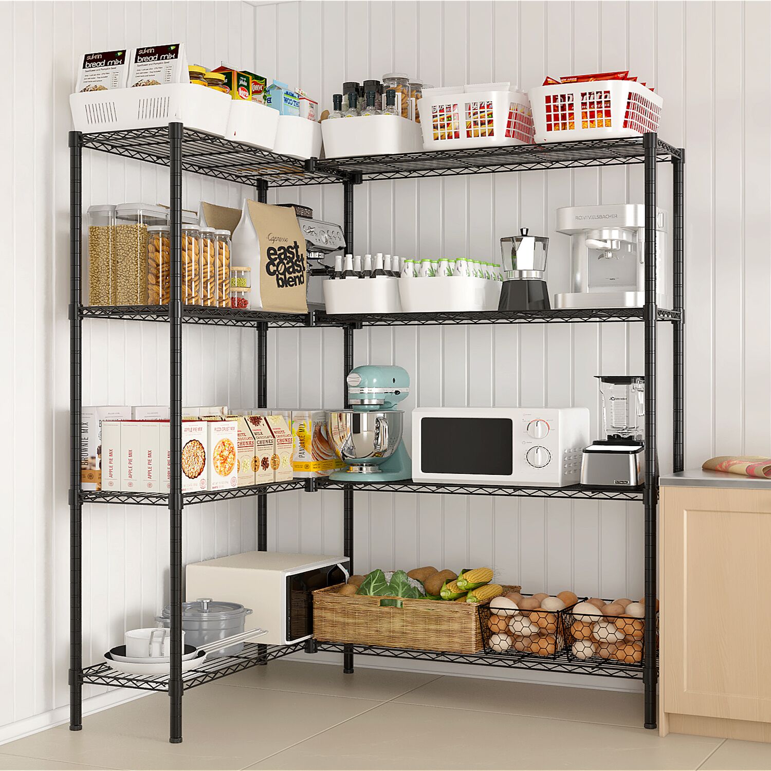 HAOYYE Adjustable Wire Shelving Unit, Heavy Duty Storage Rack with Multiple Shelves, NSF Certified, Versatile Storage Solution for Garage, Pantry, Kitchen, and More, Durable and Convenient Organization Shelving System