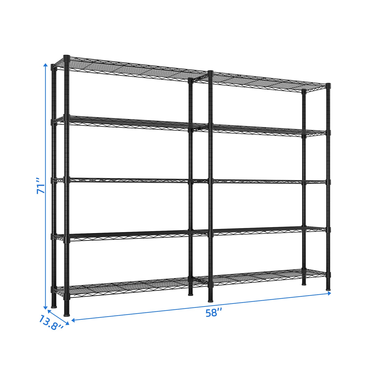 HAOYYE 58" Wide Adjustable Storage Shelving Unit - 5-Tier Heavy-Duty Metal Wire Shelving with 1500 lbs Weight Capacity, NSF Certified for Garage, Kitchen, Pantry, and Warehouse Organization, Sturdy, Space-Saving, Durable, Easy Assembly