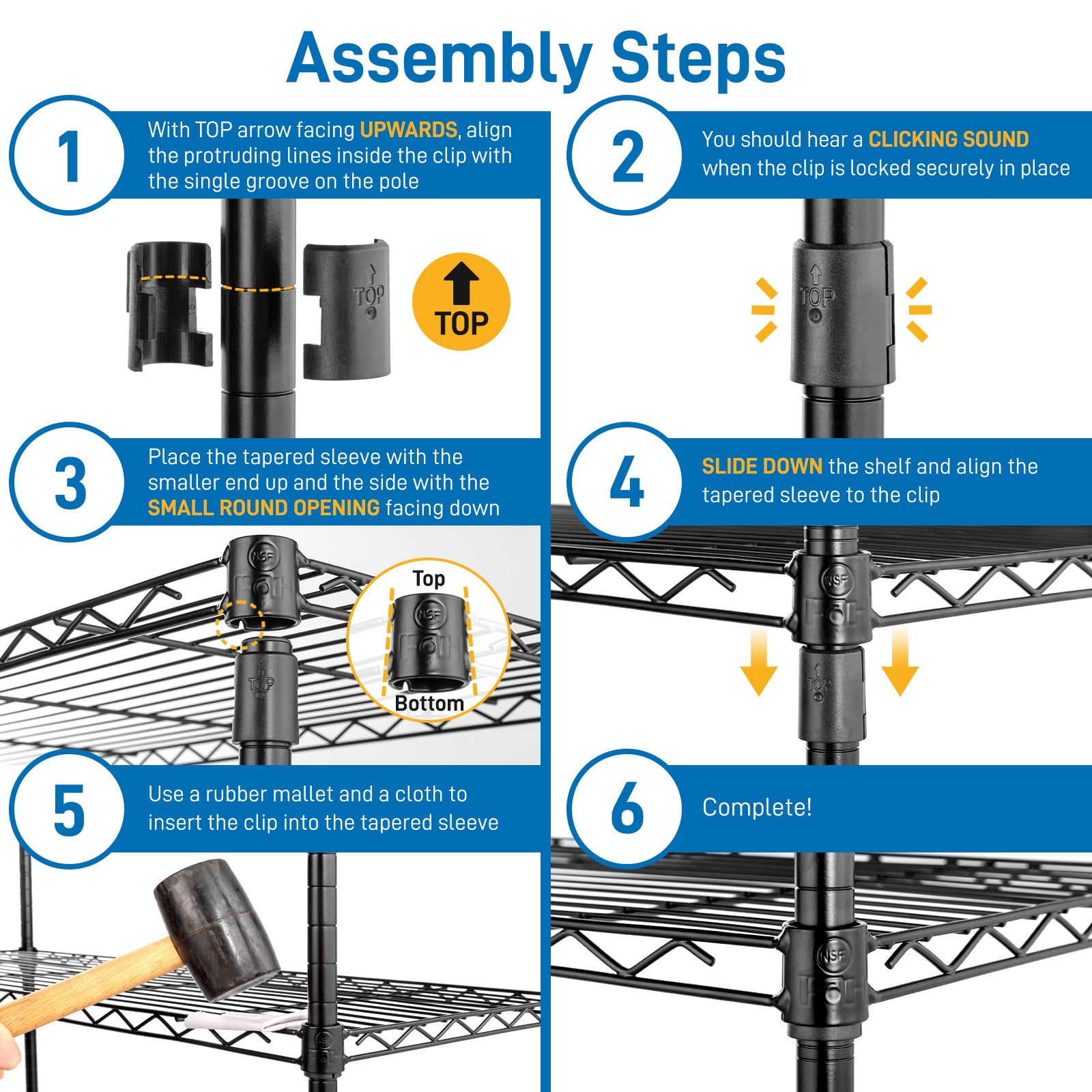 HAOYYE 58" Wide Adjustable Storage Shelving Unit - 5-Tier Heavy-Duty Metal Wire Shelving with 1500 lbs Weight Capacity, NSF Certified for Garage, Kitchen, Pantry, and Warehouse Organization, Sturdy, Space-Saving, Durable, Easy Assembly