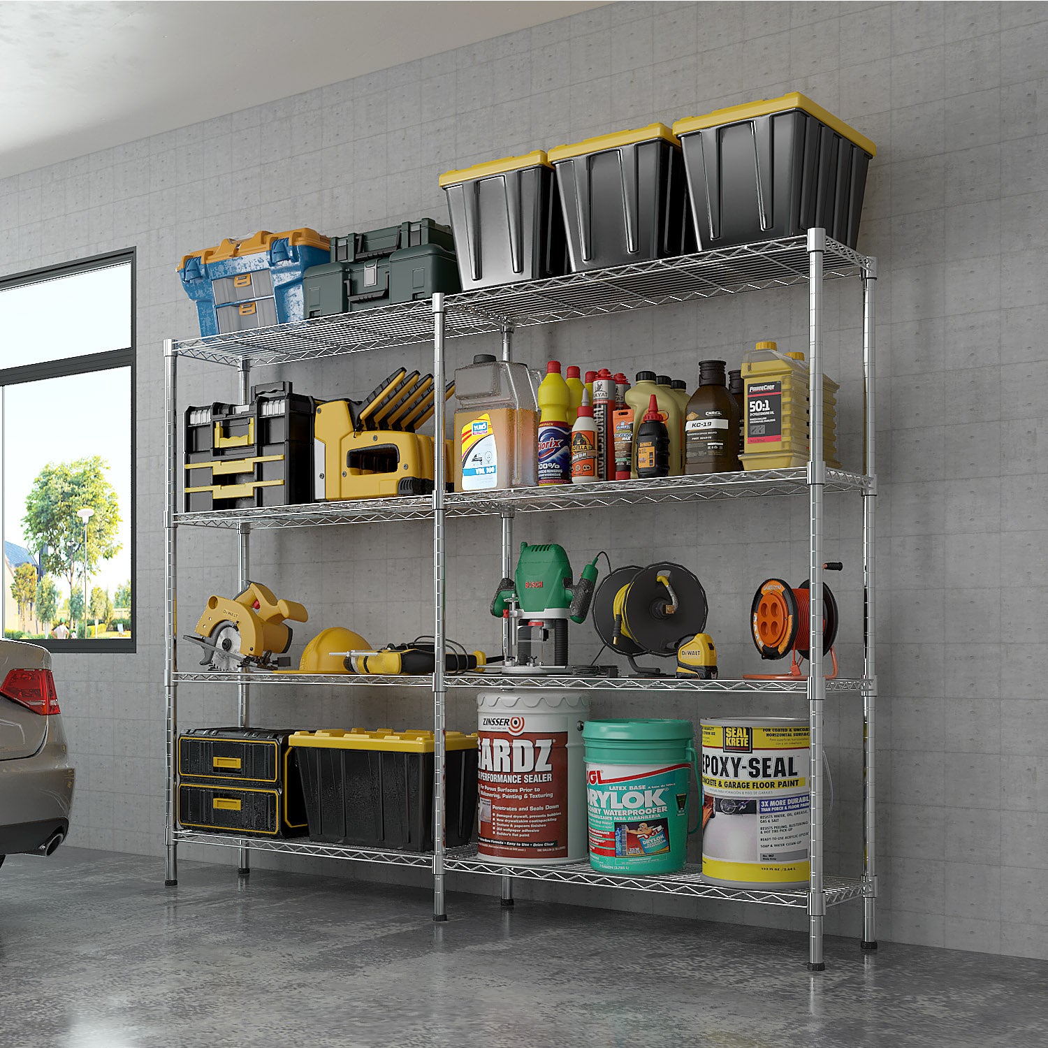 HAOYYE   Adjustable  Storage Shelves 1200LBS  NSF  Wire Shelving Unit 4 Tier Metal Shelving for Storage Rack Shelves for Storage Heavy Duty Garage Shelf Pantry Shelves Kitchen Shelving,