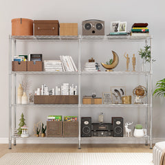 HAOYYE   Adjustable  Storage Shelves 1200LBS  NSF  Wire Shelving Unit 4 Tier Metal Shelving for Storage Rack Shelves for Storage Heavy Duty Garage Shelf Pantry Shelves Kitchen Shelving,