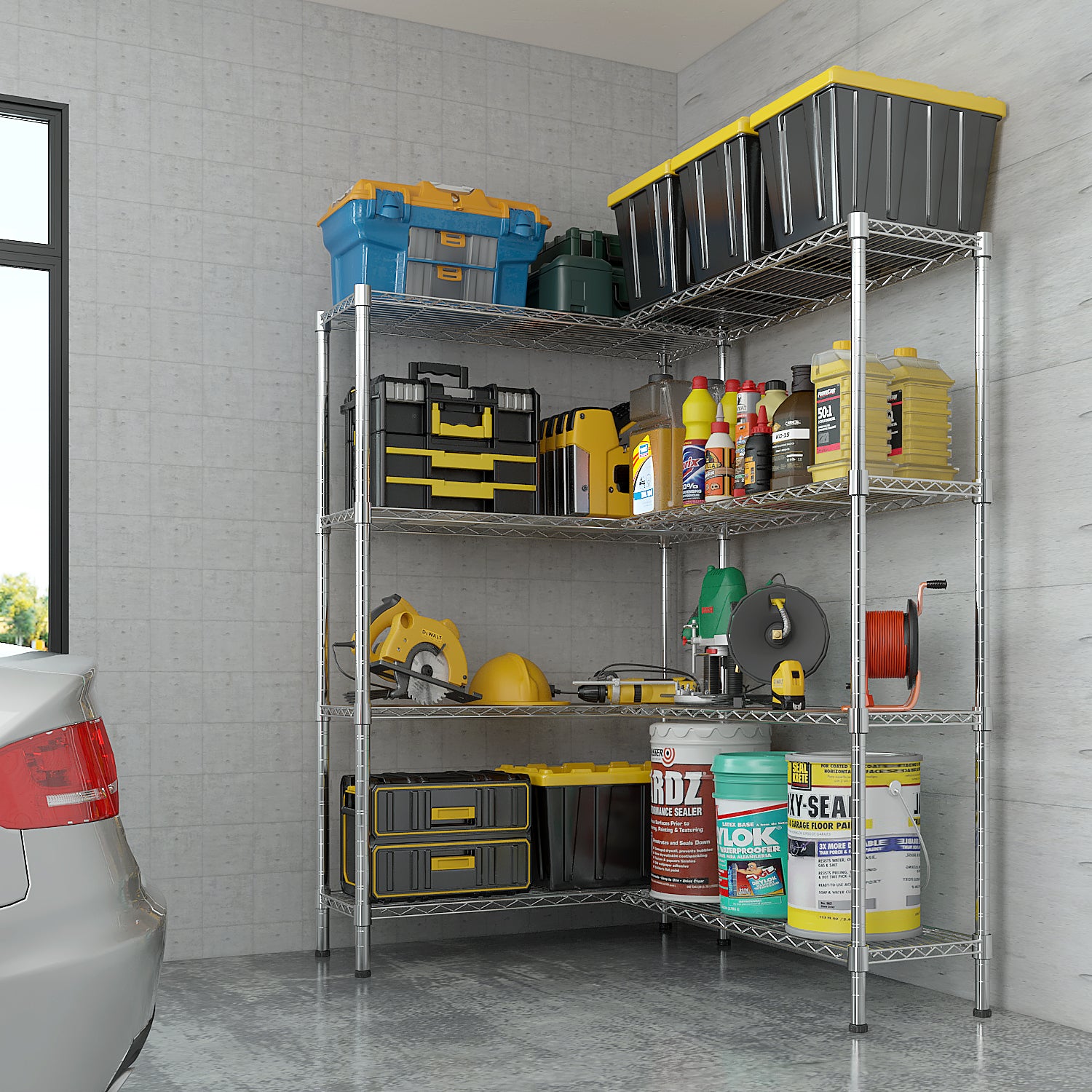 HAOYYE   Adjustable  Storage Shelves 1200LBS  NSF  Wire Shelving Unit 4 Tier Metal Shelving for Storage Rack Shelves for Storage Heavy Duty Garage Shelf Pantry Shelves Kitchen Shelving,