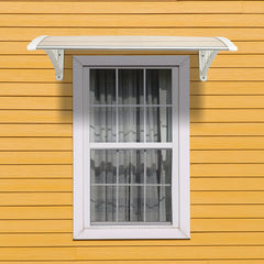 HAOYYE Household Door and Window Rain Cover with Transparent Board and White Holder, Weatherproof Eaves Protection for Home Outdoor Use, Durable Clear Shield to Keep Rain Out and Maintain Visibility