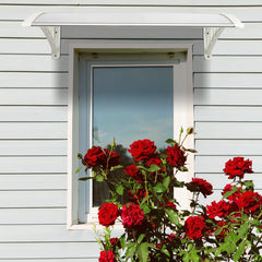 HAOYYE Household Door and Window Rain Cover with Transparent Board and White Holder, Weatherproof Eaves Protection for Home Outdoor Use, Durable Clear Shield to Keep Rain Out and Maintain Visibility