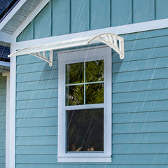 HAOYYE Household Door and Window Rain Cover with Transparent Board and White Holder, Weatherproof Eaves Protection for Home Outdoor Use, Durable Clear Shield to Keep Rain Out and Maintain Visibility