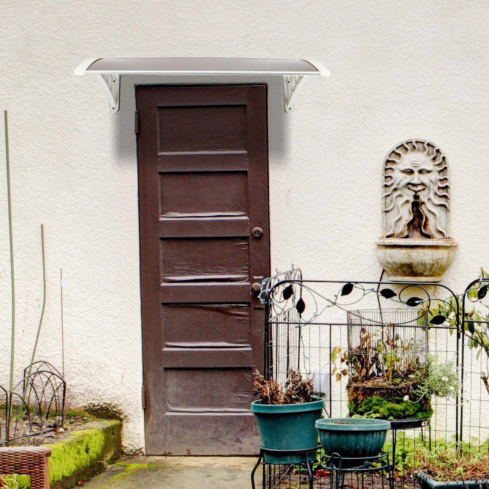 HAOYYE Household Application Door & Window Rain Cover Eaves Brown Board & White Holder
