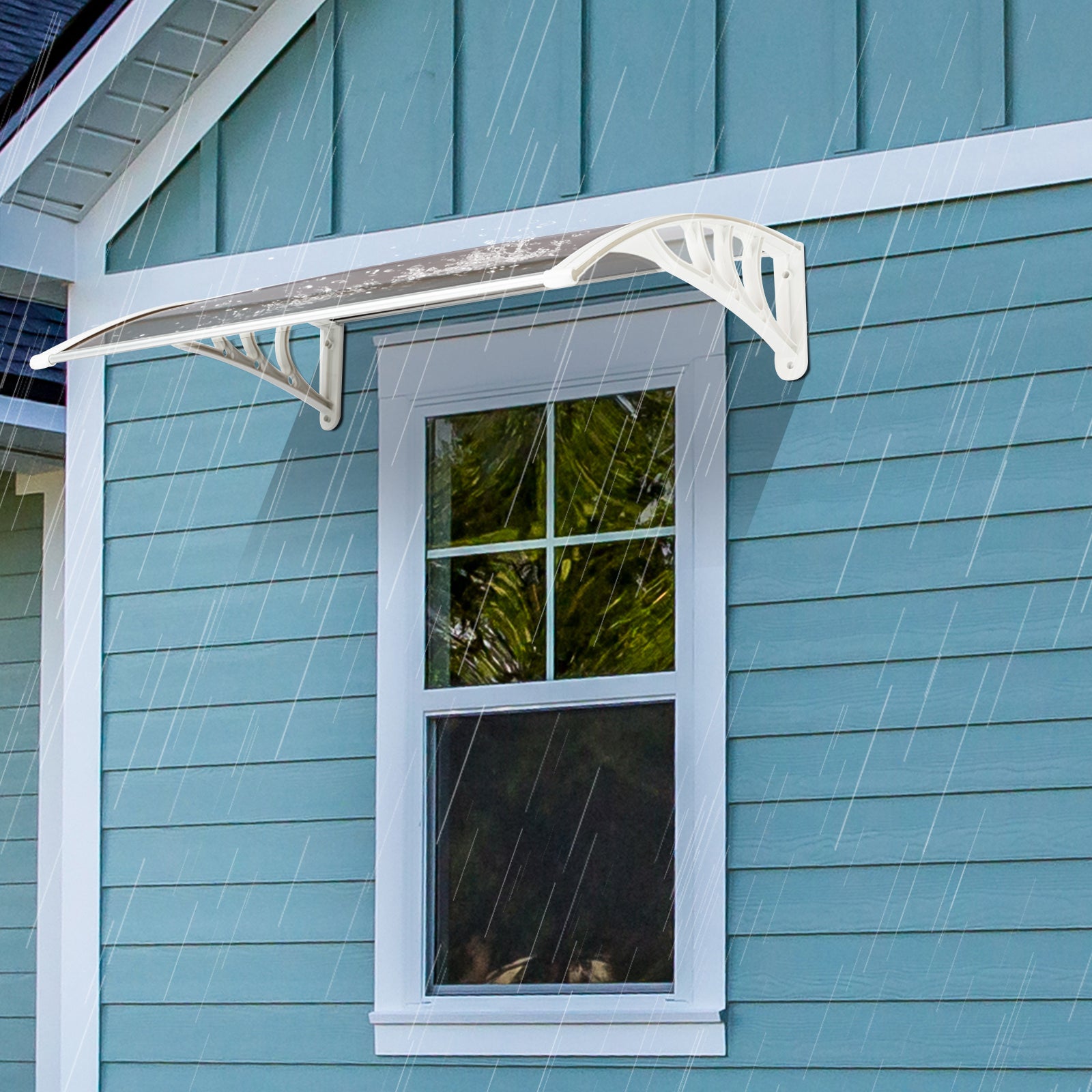 HAOYYE Household Application Door & Window Rain Cover Eaves Brown Board & White Holder
