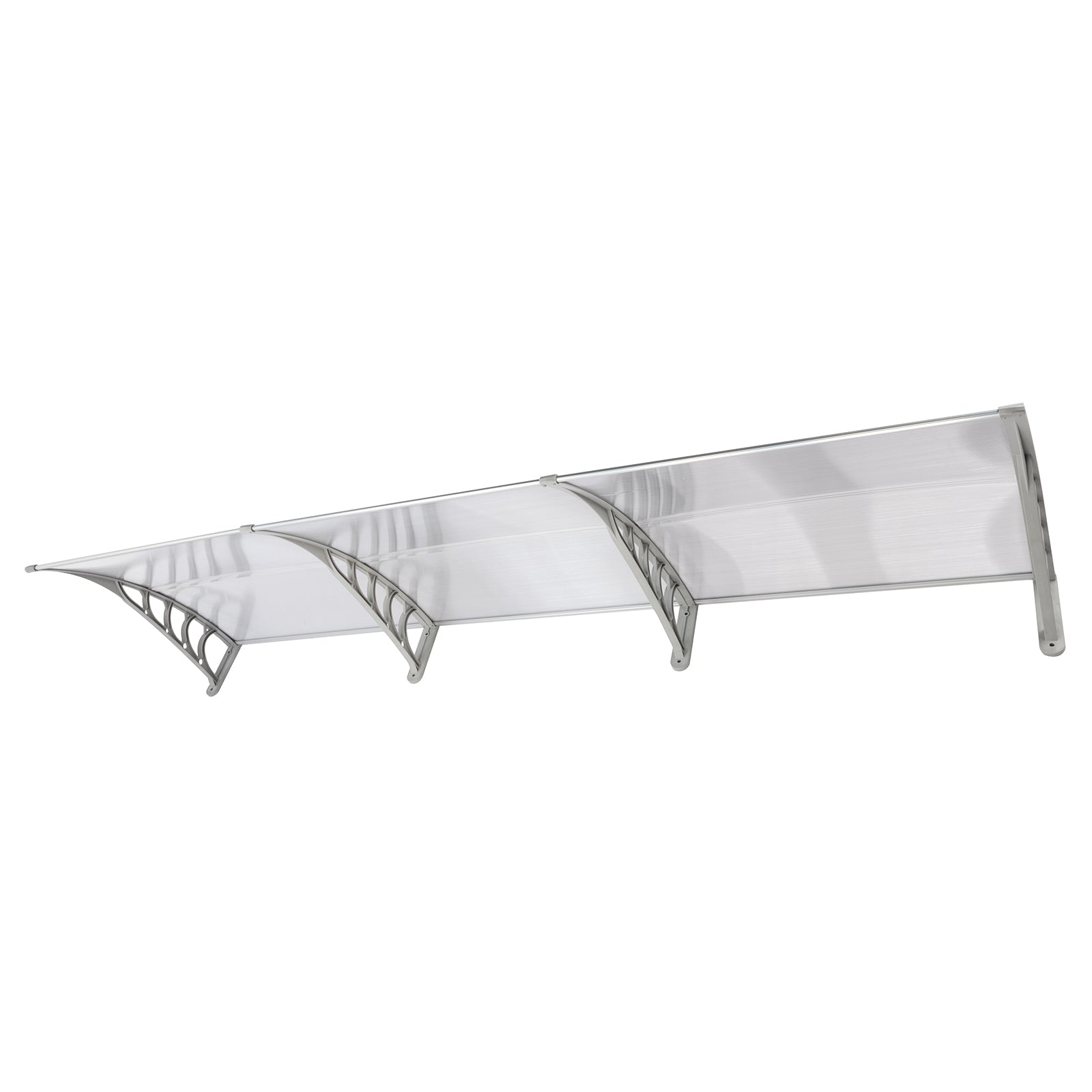 HAOYYE Door and Window Awning Cover 300 x 100 Transparent Rain Shelter with Gray Brackets Household Outdoor Application Eaves Canopy for Front Entry Porch Balcony Weather Protection