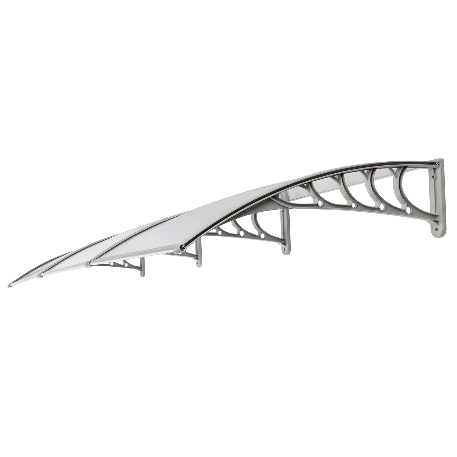 HAOYYE Door and Window Awning Cover 300 x 100 Transparent Rain Shelter with Gray Brackets Household Outdoor Application Eaves Canopy for Front Entry Porch Balcony Weather Protection