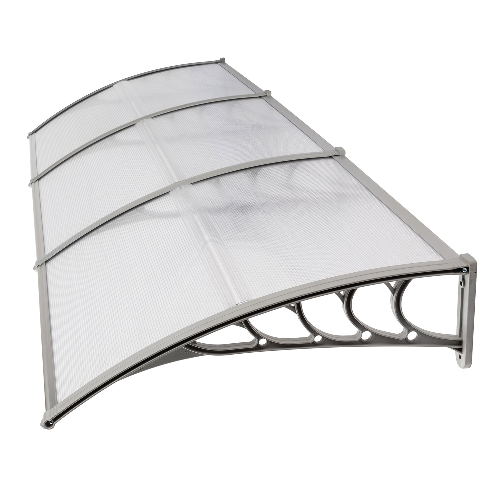 HAOYYE Door and Window Awning Cover 300 x 100 Transparent Rain Shelter with Gray Brackets Household Outdoor Application Eaves Canopy for Front Entry Porch Balcony Weather Protection