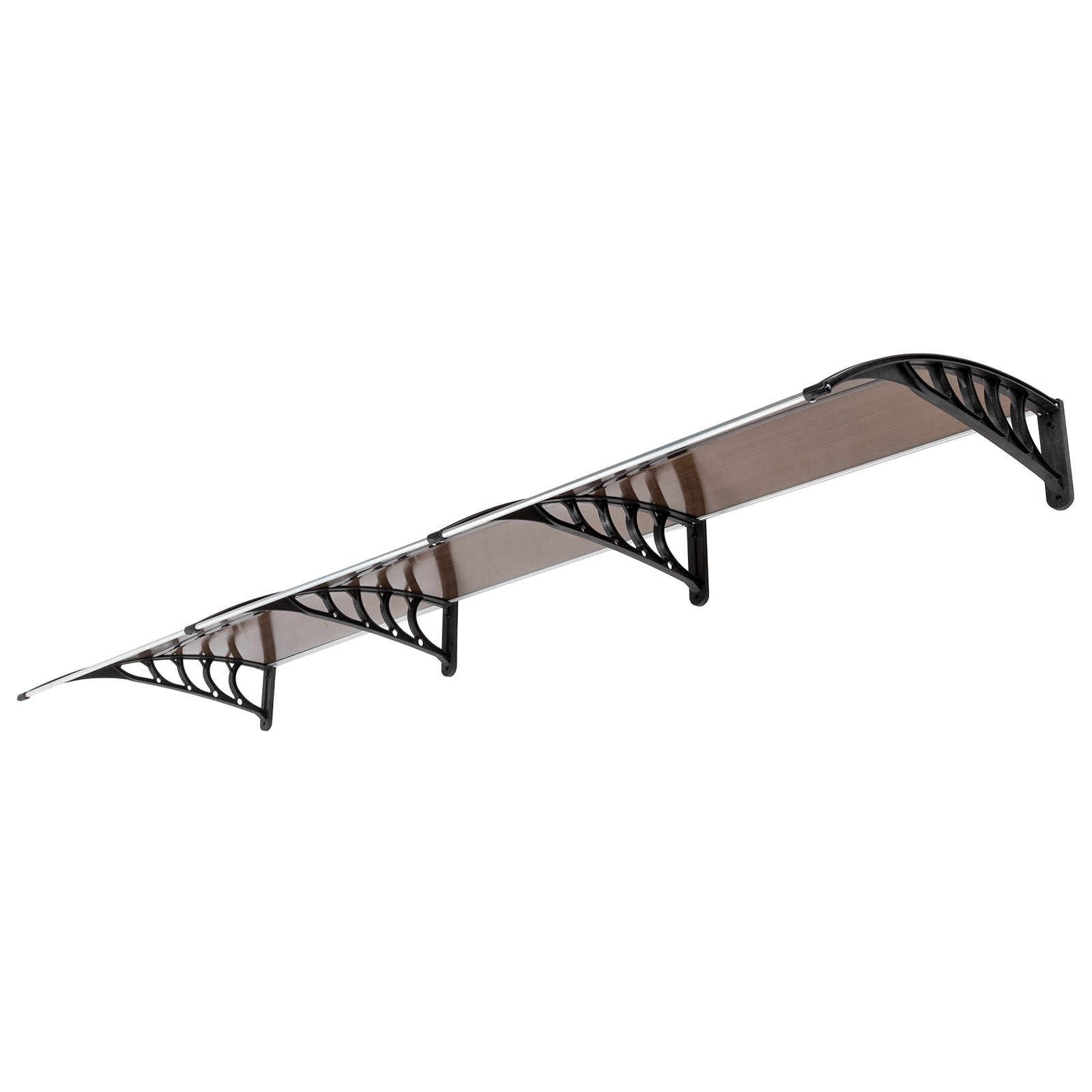 HAOYYE Door and Window Awning Cover 300 x 100 Brown Rain Shelter with Black Brackets Household Outdoor Application Eaves Canopy for Front Entry Porch Balcony Weather Protection Durable and Decorative