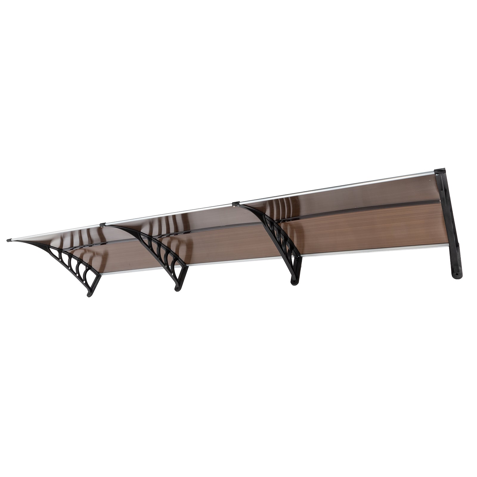 HAOYYE Door and Window Awning Cover 300 x 100 Brown Rain Shelter with Black Brackets Household Outdoor Application Eaves Canopy for Front Entry Porch Balcony Weather Protection Durable and Decorative