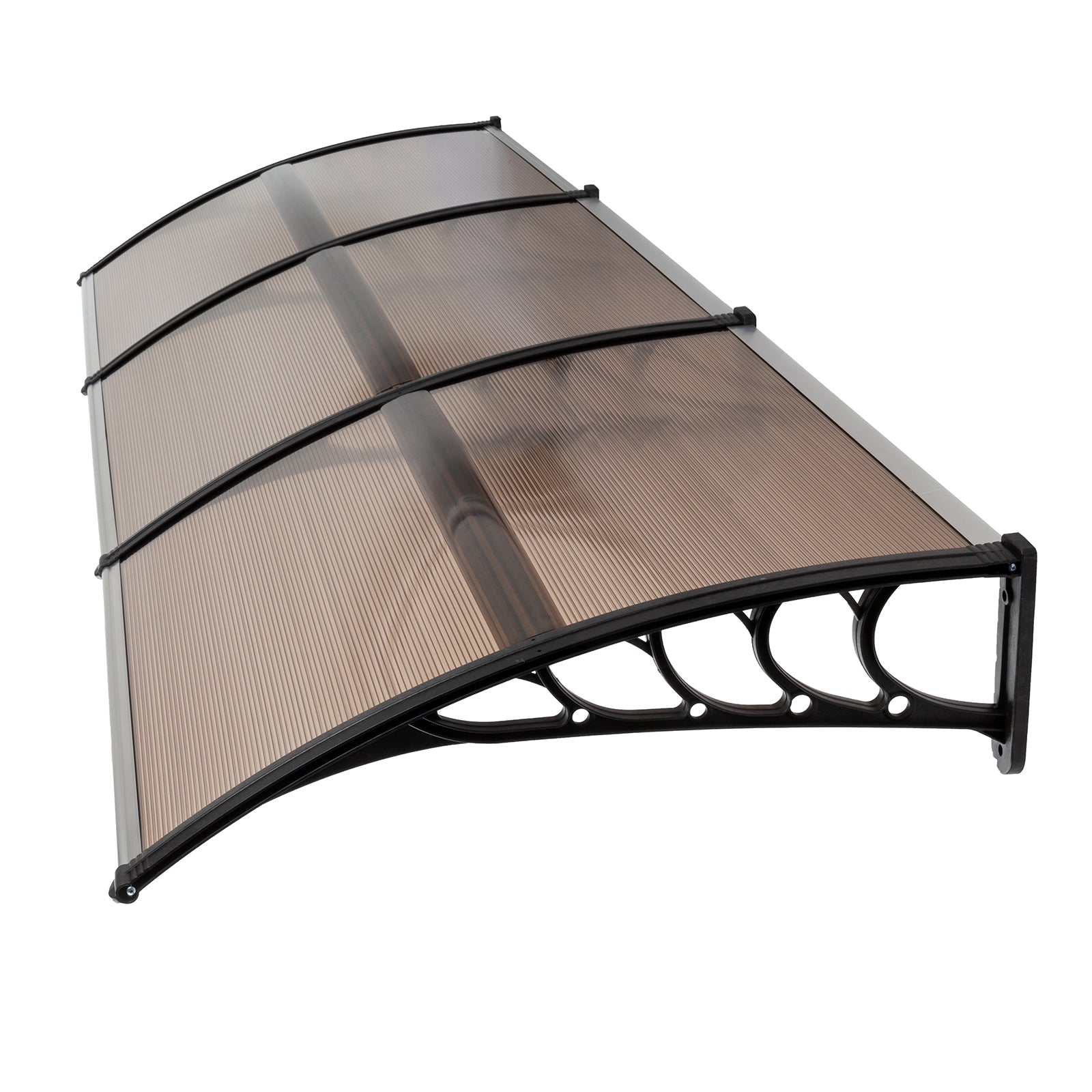 HAOYYE Door and Window Awning Cover 300 x 100 Brown Rain Shelter with Black Brackets Household Outdoor Application Eaves Canopy for Front Entry Porch Balcony Weather Protection Durable and Decorative