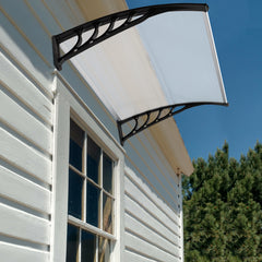 HAOYYE Door & Window Rain Cover Eaves Canopy Brown Panel with White Bracket Weather Protection Shelter