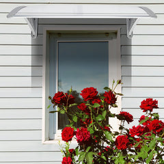 HAOYYE Household Door and Window Awning Canopy Weather-Resistant Eaves Rain Cover with White and Gray Brackets for Outdoor Entrance Patio Balcony Easy Installation