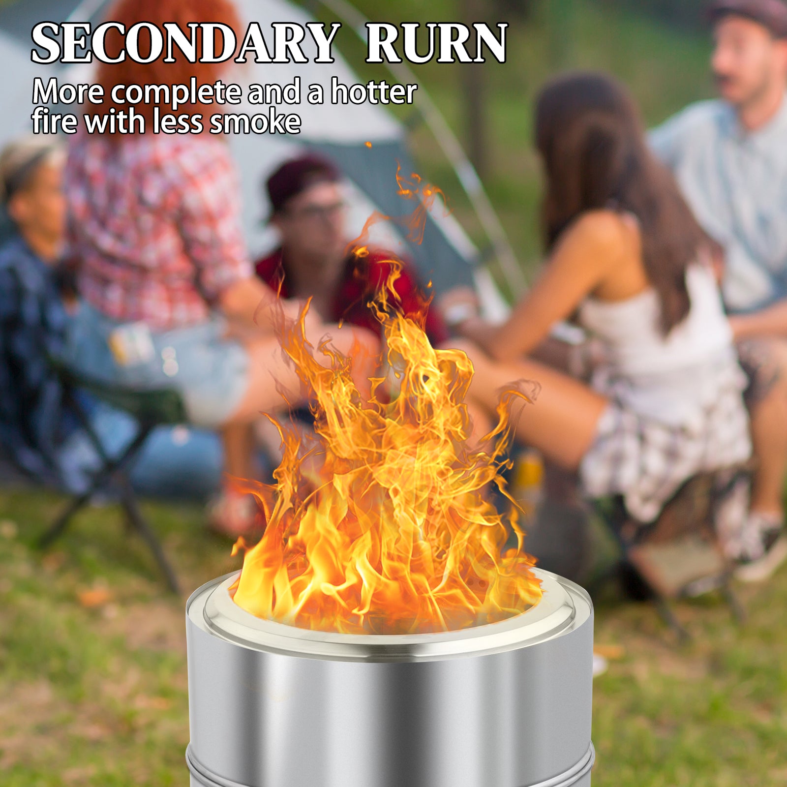 HAOYYE Smokeless Fire Pit Stainless Steel Outdoor Wood Burning Bonfire Pit with Double Wall Design Portable Low Smoke Backyard Patio Heater for Garden Deck Camping BBQ Easy Clean Round Fire Bowl