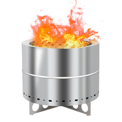 HAOYYE Smokeless Fire Pit Outdoor Wood Burning Firepit with Spark Screen and Heat-Resistant Coating, Portable Backyard Patio Bonfire Fire Bowl for Clean Smoke-Free Evenings