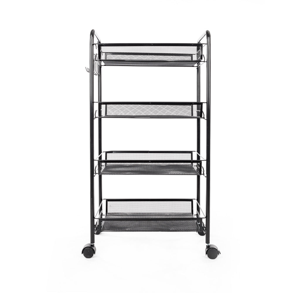 HAOYYE 4-Tier Honeycomb Mesh Storage Cart with Wheels and Hooks for Kitchen Bathroom Living Room Organization, Sturdy Iron Frame, Ventilated Design, Easy to Move