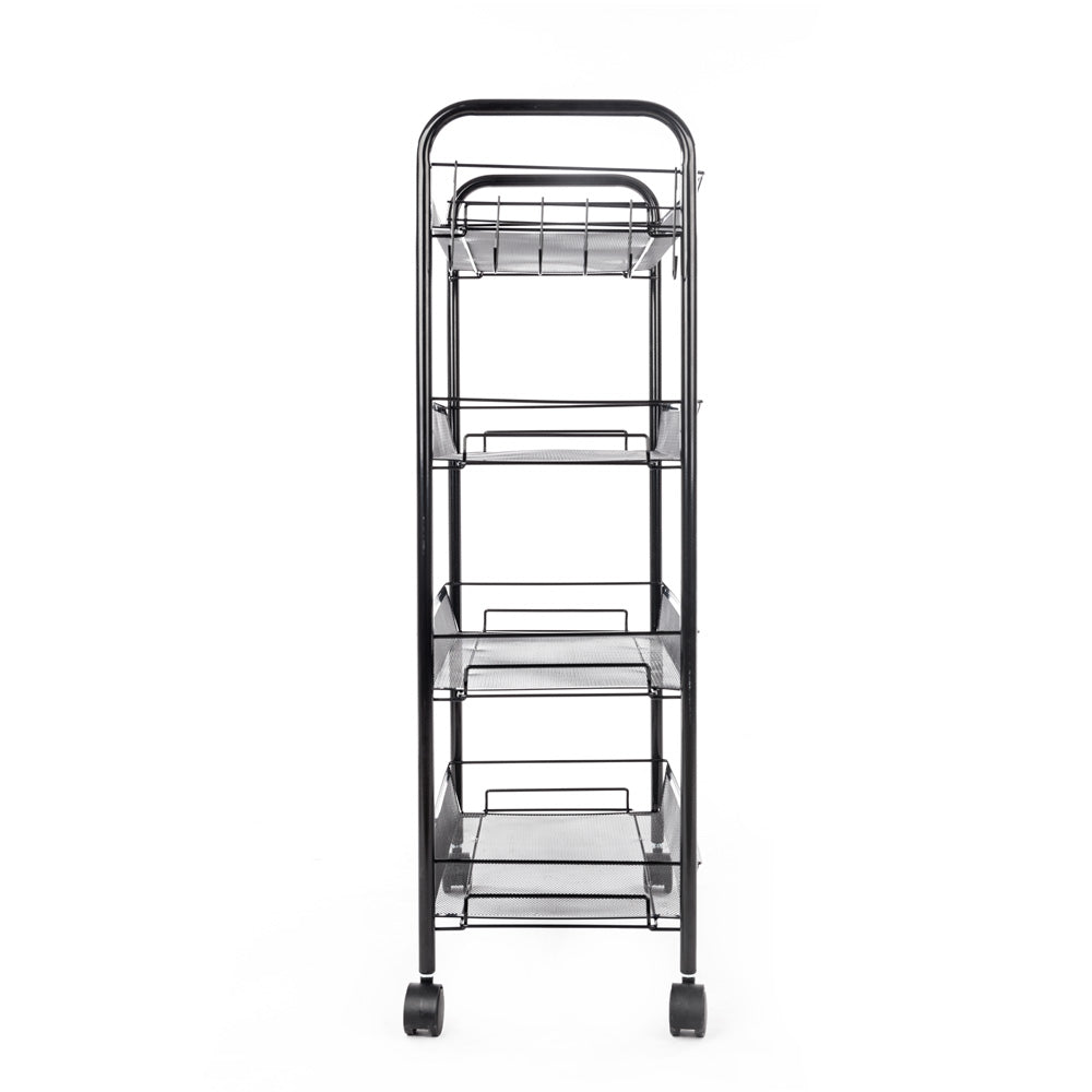 HAOYYE 4-Tier Honeycomb Mesh Storage Cart with Wheels and Hooks for Kitchen Bathroom Living Room Organization, Sturdy Iron Frame, Ventilated Design, Easy to Move