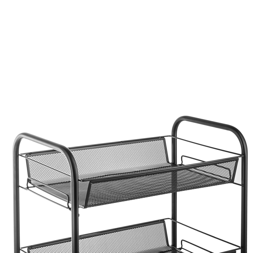 HAOYYE 4-Tier Honeycomb Mesh Storage Cart with Wheels and Hooks for Kitchen Bathroom Living Room Organization, Sturdy Iron Frame, Ventilated Design, Easy to Move