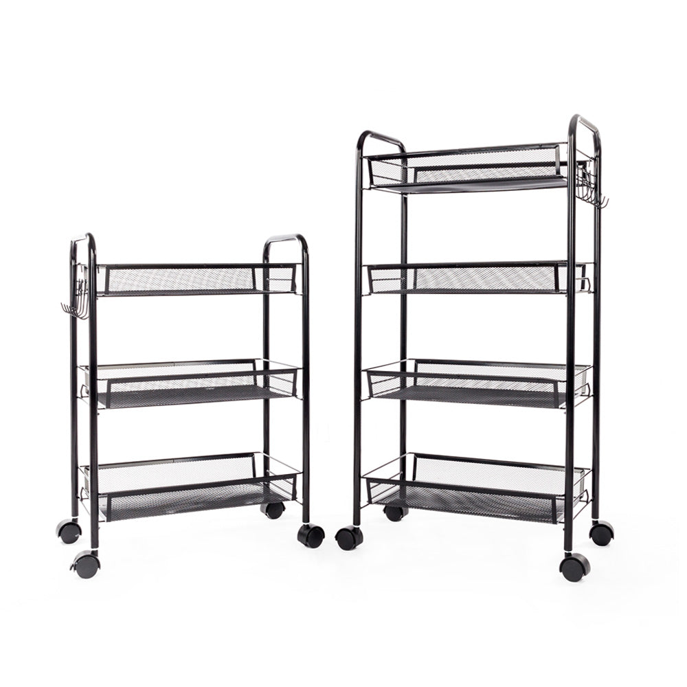 HAOYYE 4-Tier Honeycomb Mesh Storage Cart with Wheels and Hooks for Kitchen Bathroom Living Room Organization, Sturdy Iron Frame, Ventilated Design, Easy to Move