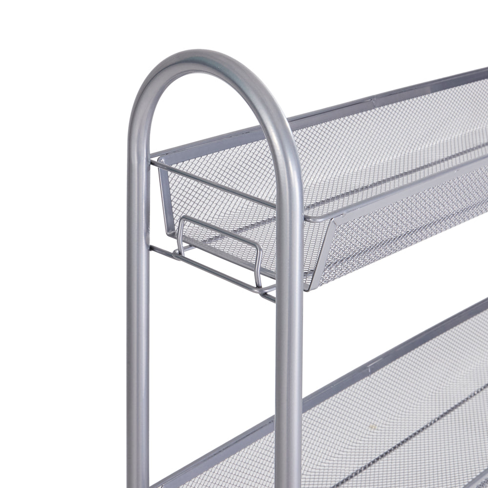 HAOYYE Honeycomb Mesh Style Four-Layer Removable Storage Cart – Durable Silver Rolling Cart With Spacious Shelves For Kitchen, Bathroom, Bedroom, And Office Organization – Heavy-Duty Carbon Steel Construction, Easy To Move, Space-Saving Design