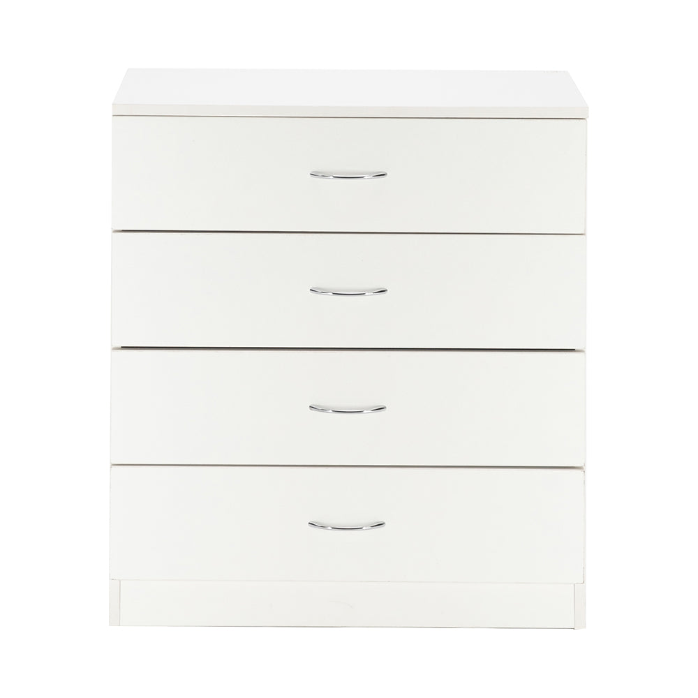 HAOYYE Modern 4-Drawer Dresser White and Black Durable Heavy-Duty Construction Multifunctional Storage Cabinet Organizer Space-Saving Stylish Design Versatile for Bedroom, Living Room, and Entryway