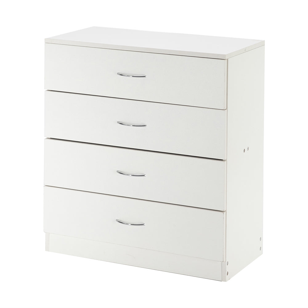 HAOYYE Modern 4-Drawer Dresser White and Black Durable Heavy-Duty Construction Multifunctional Storage Cabinet Organizer Space-Saving Stylish Design Versatile for Bedroom, Living Room, and Entryway