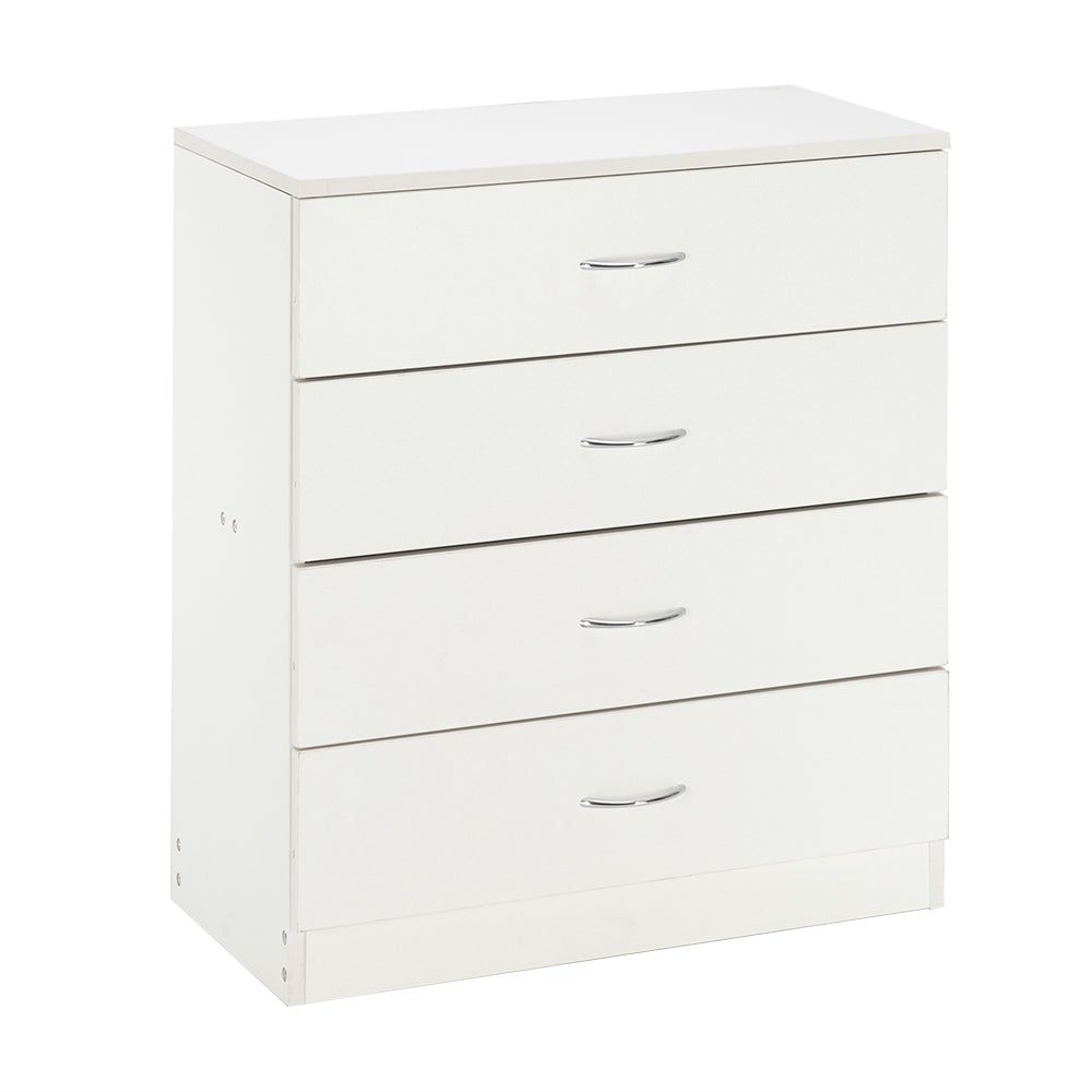 HAOYYE Modern 4-Drawer Dresser White and Black Durable Heavy-Duty Construction Multifunctional Storage Cabinet Organizer Space-Saving Stylish Design Versatile for Bedroom, Living Room, and Entryway