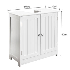 HAOYYE Bathroom Sink Cabinet with Storage Shelves and Doors White Modern Freestanding Vanity Organizer for Toilet and Washroom Space Saving Furniture for Home and Apartment