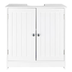 HAOYYE Bathroom Sink Cabinet with Storage Shelves and Doors White Modern Freestanding Vanity Organizer for Toilet and Washroom Space Saving Furniture for Home and Apartment