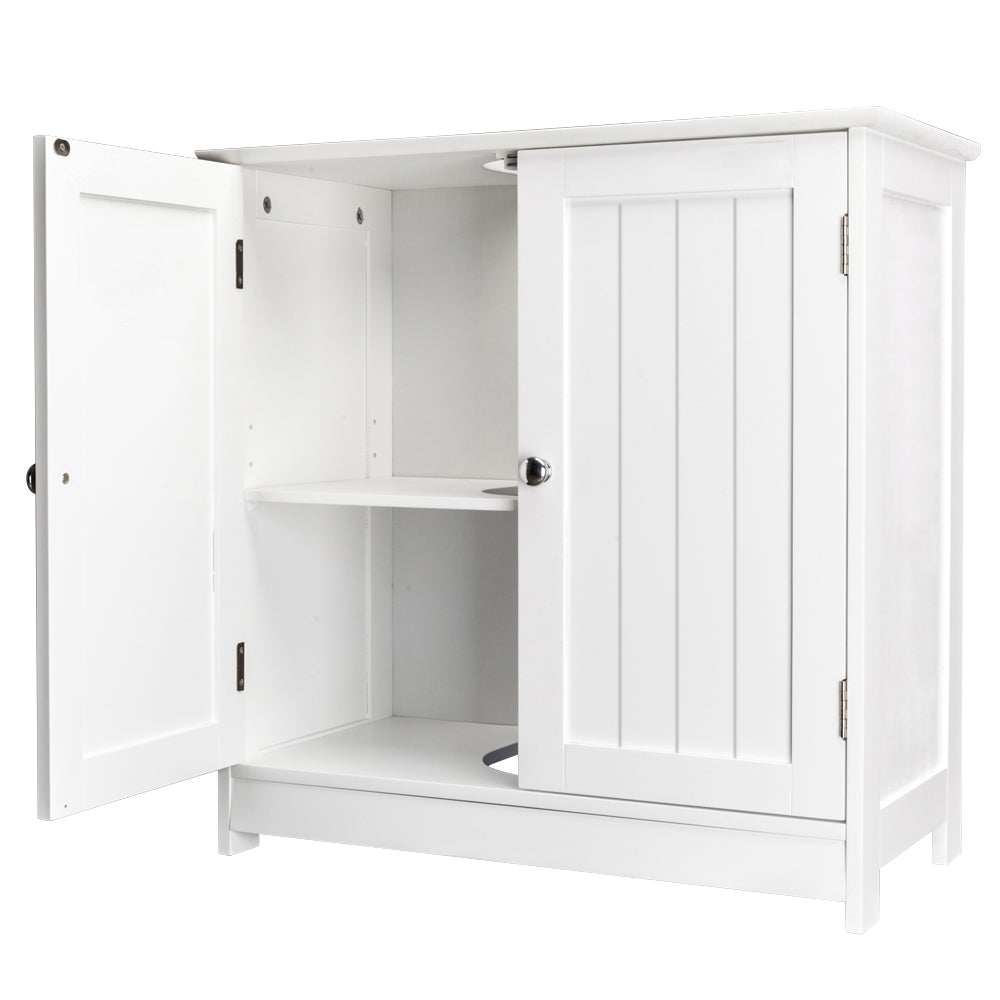 HAOYYE Bathroom Sink Cabinet with Storage Shelves and Doors White Modern Freestanding Vanity Organizer for Toilet and Washroom Space Saving Furniture for Home and Apartment