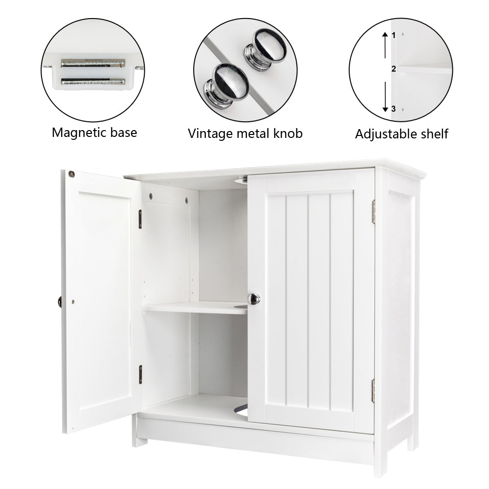 HAOYYE Bathroom Sink Cabinet with Storage Shelves and Doors White Modern Freestanding Vanity Organizer for Toilet and Washroom Space Saving Furniture for Home and Apartment