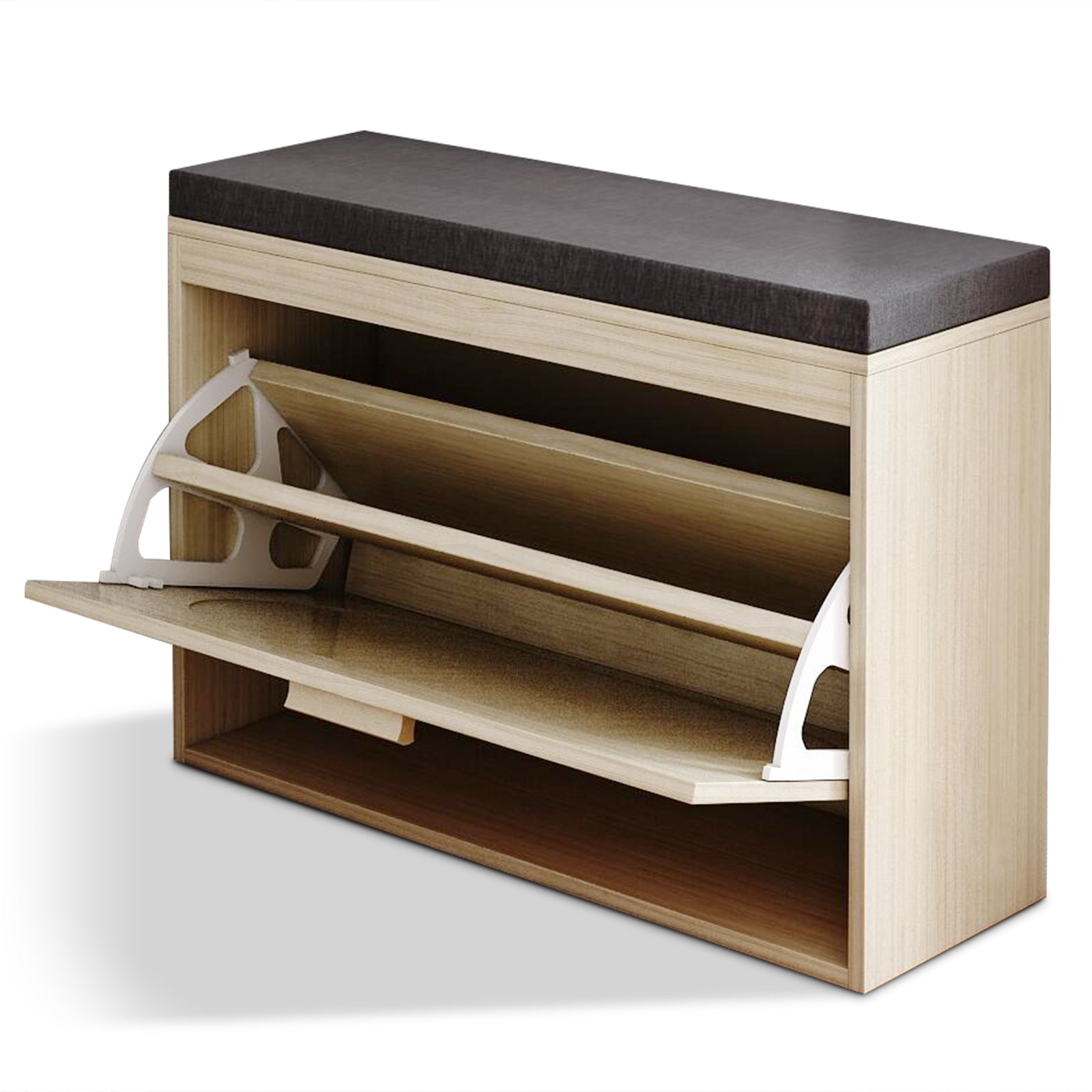 HAOYYE Rattan Shoe Rack, Hallway Shoe Bench, Shoe Cabinet with Flip-Drawer and Seat Cushion Sturdy Design Durable Multifunctional Modern Home Organizer Storage Solution Practical Stylish Space-Saving