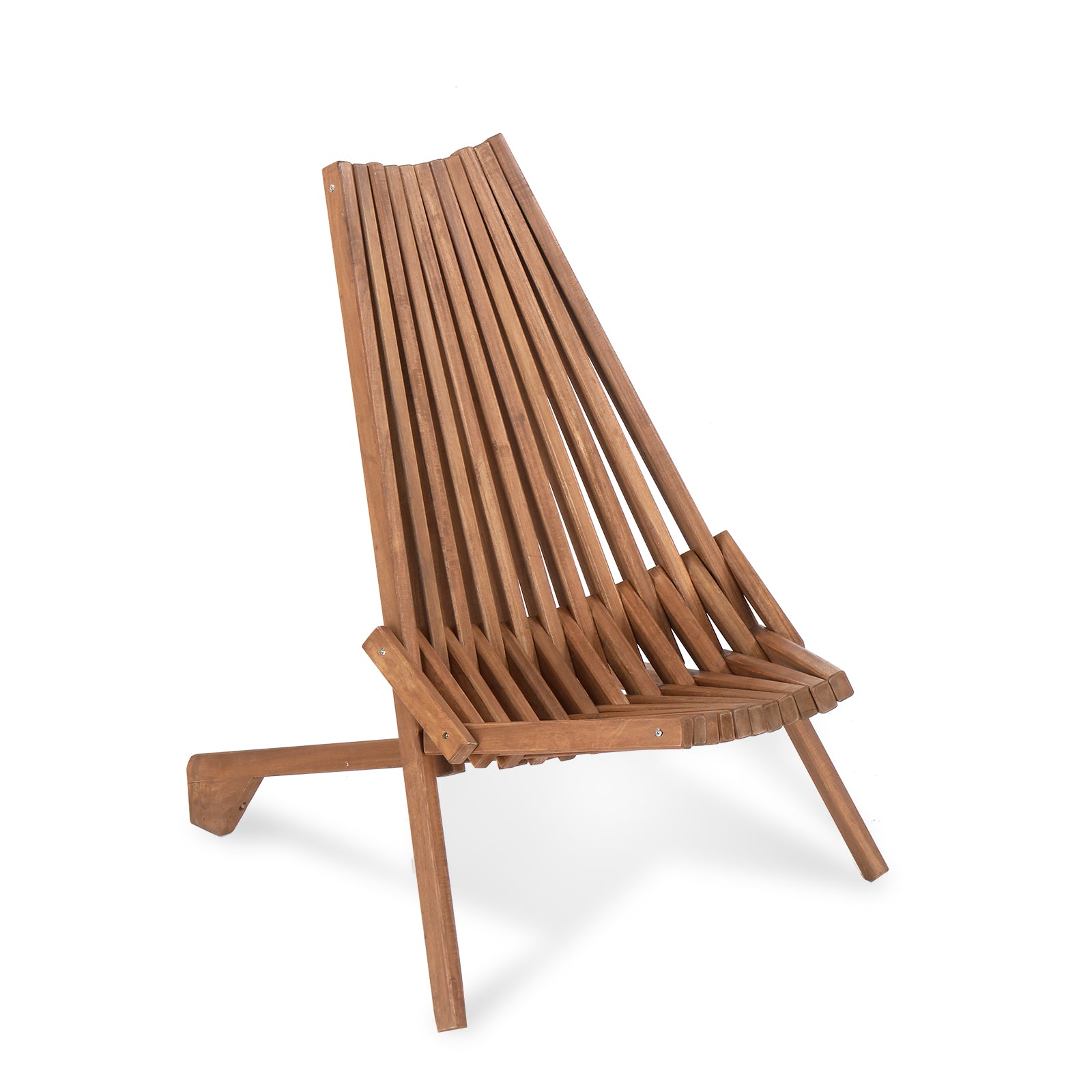 HAOYYE Wood Folding Chair for Outdoor, Low Profile Acacia Wood Lounge Chair for Balcony Porch Backyard Patio Lawn Garden