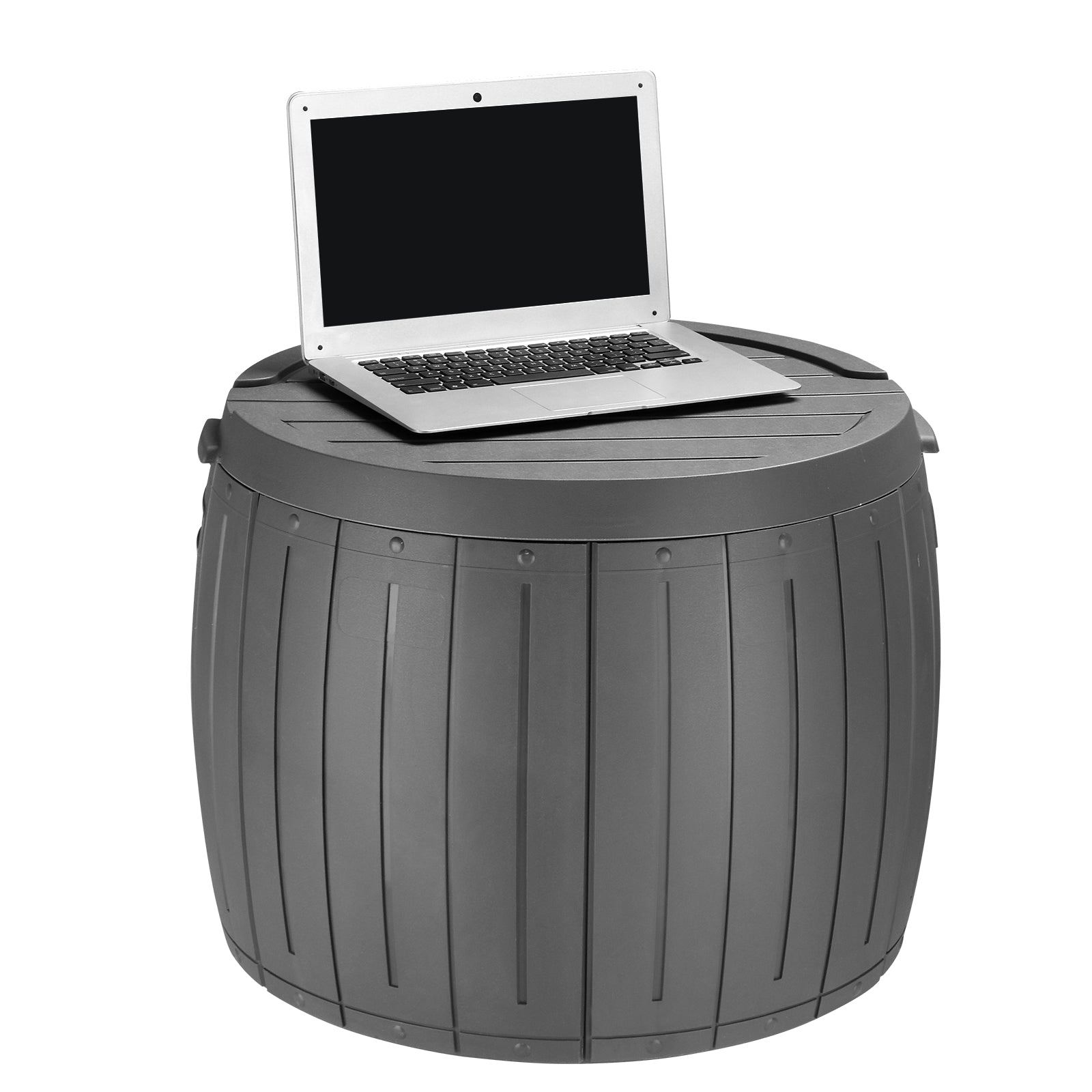 HAOYYE Round Outdoor Deck Box 36 Gallon Waterproof Storage Container with Thickened Lid for Patio Garden Poolside Furniture Tools Accessories Sports Gear and Yard Organization Gray