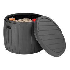 HAOYYE Round Outdoor Deck Box 36 Gallon Waterproof Storage Container with Thickened Lid for Patio Garden Poolside Furniture Tools Accessories Sports Gear and Yard Organization Gray