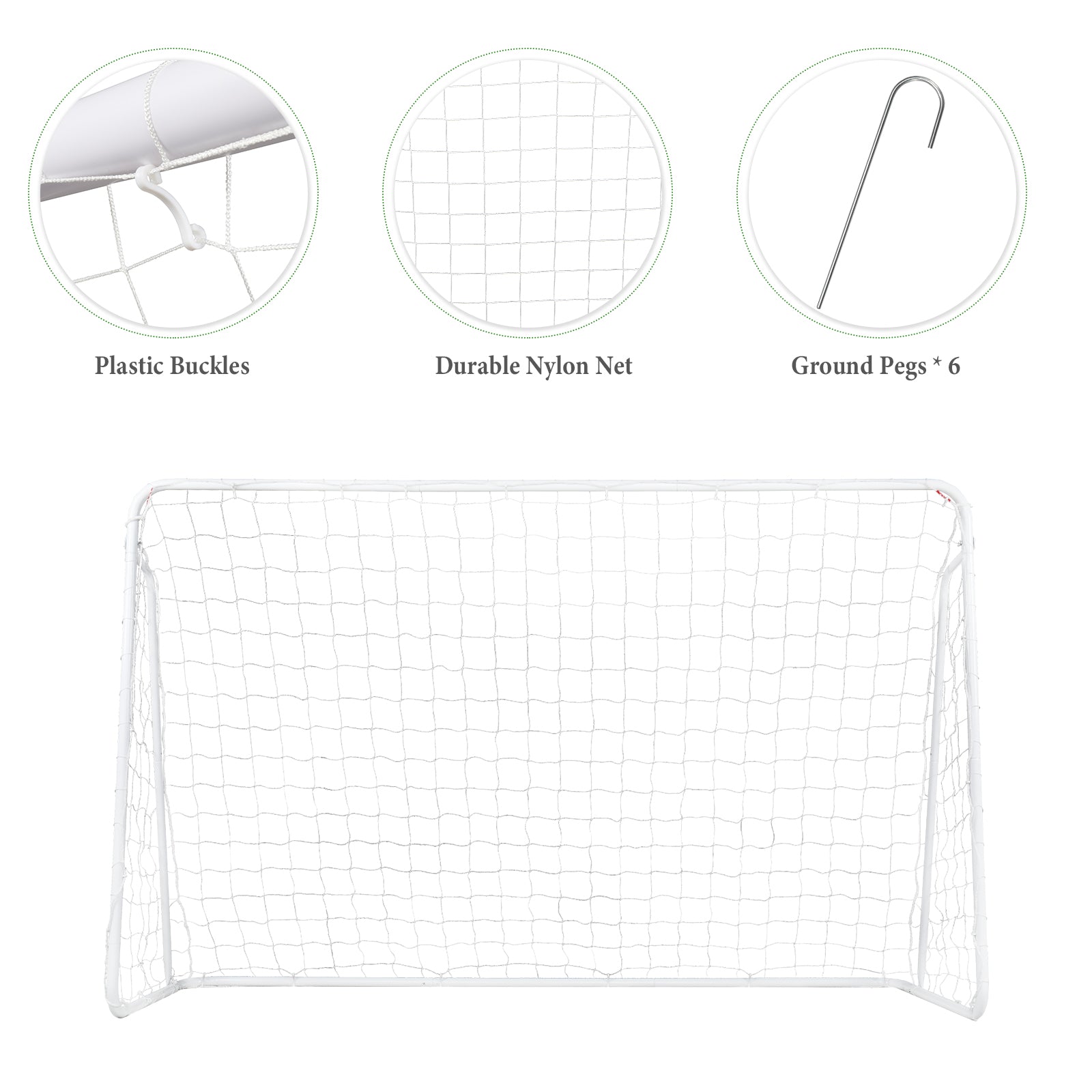 HAOYYE Soccer Goal Training Set with Net Buckles and Ground Nails Portable 8x5ft Sports Goal Post for Backyard Practice Indoor Outdoor Football Shooting Passing Drills Team Training Equipment