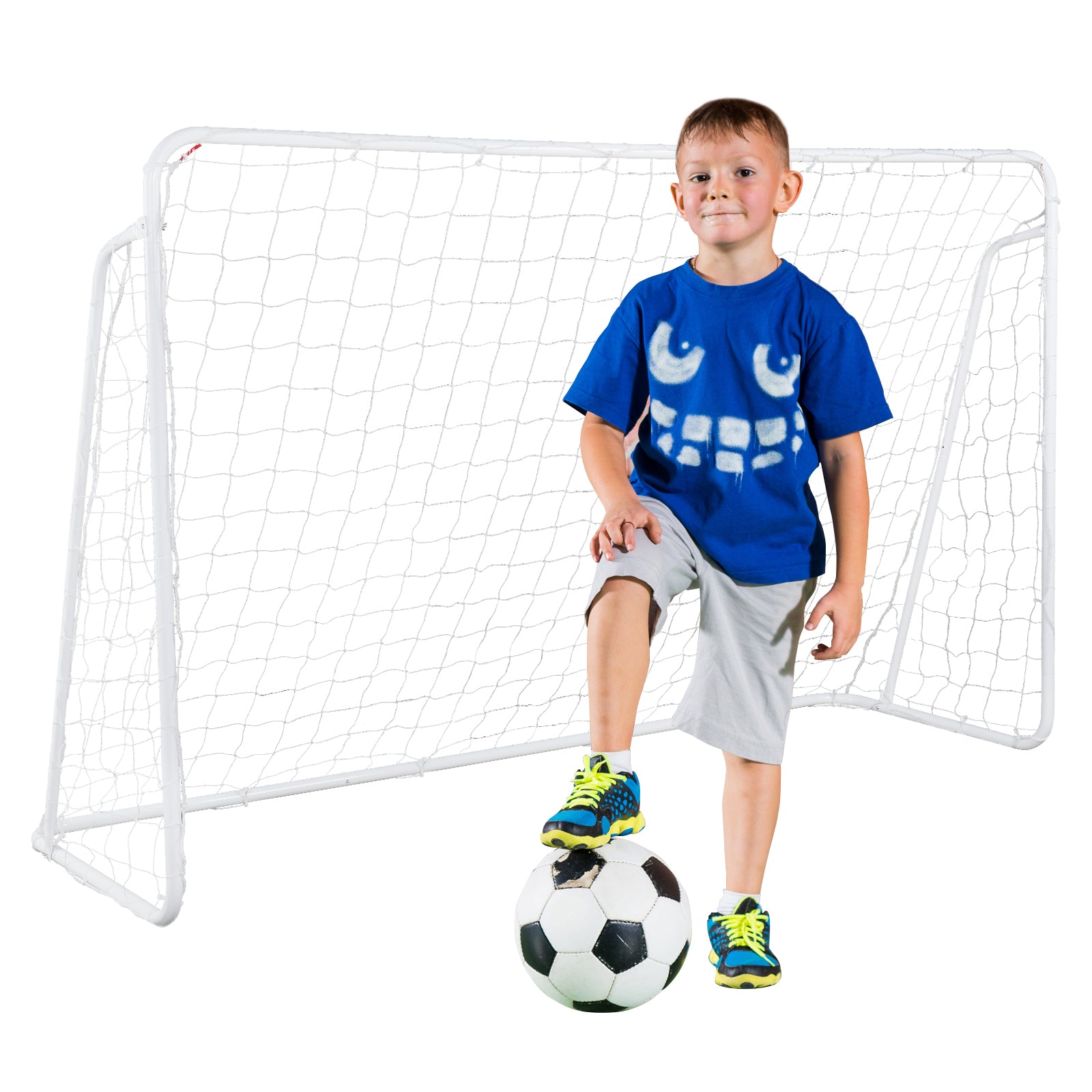 HAOYYE Soccer Goal Training Set with Net Buckles and Ground Nails Portable 8x5ft Sports Goal Post for Backyard Practice Indoor Outdoor Football Shooting Passing Drills Team Training Equipment