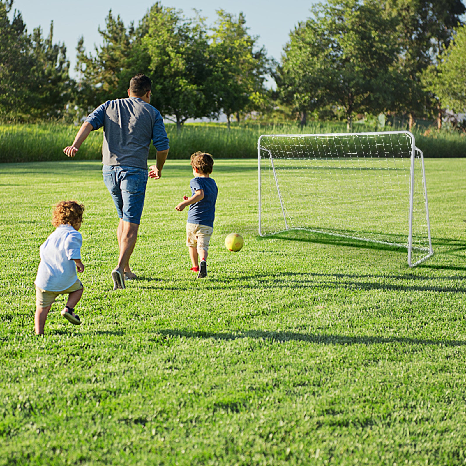 HAOYYE Soccer Goal Training Set with Net Buckles and Ground Nails Portable 8x5ft Sports Goal Post for Backyard Practice Indoor Outdoor Football Shooting Passing Drills Team Training Equipment