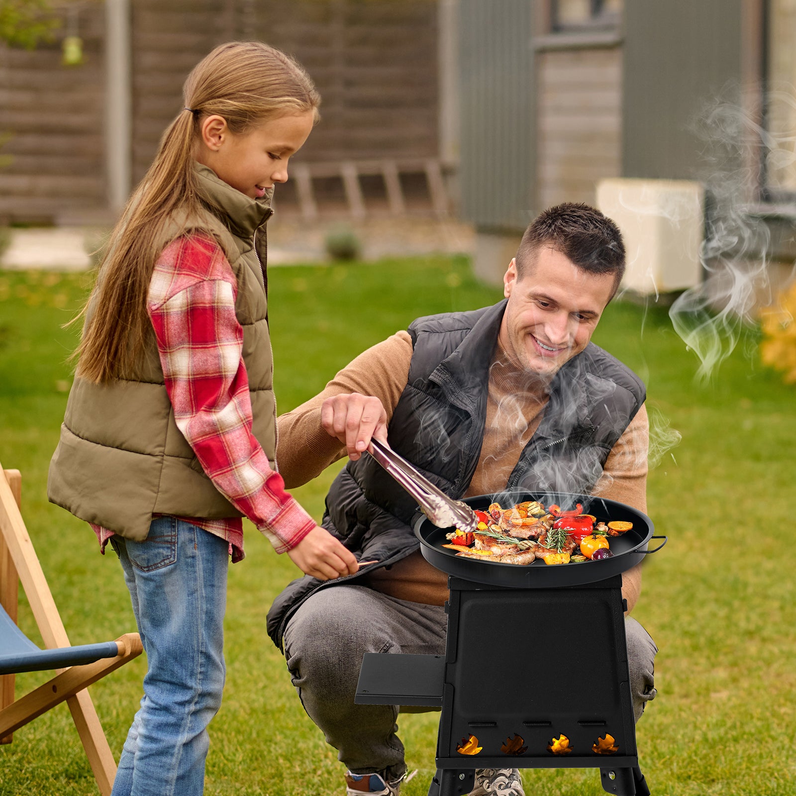 HAOYYE Portable Wood Camping Stove, High-Efficiency Alloy Steel Outdoor Cooking Stove with Storage Bag, Firewood Hook, and Gloves for Camping, Hiking, and Hunting