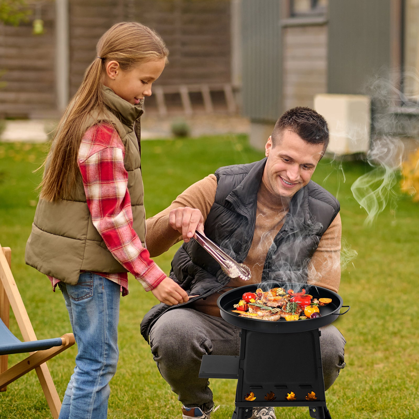 HAOYYE Wood Camping Stove with High Fuel Efficiency, Portable and Durable Alloy Steel Design for Outdoor Cooking, Includes Firewood Hook, Gloves, and Storage Bag