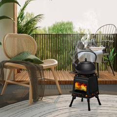 HAOYYE Wood Camping Stove with High Fuel Efficiency, Portable and Durable Alloy Steel Design for Outdoor Cooking, Includes Firewood Hook, Gloves, and Storage Bag